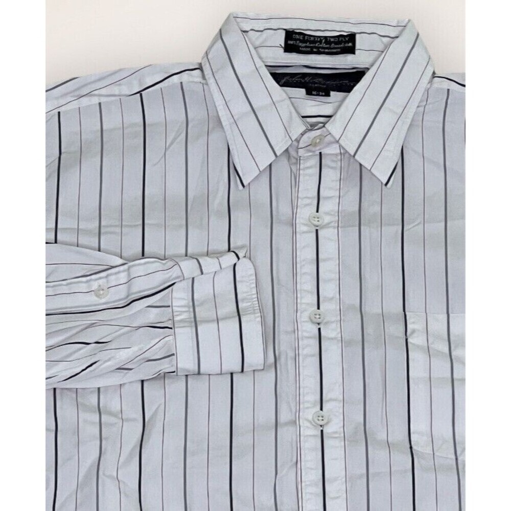 John W. Nordstrom Size‎ 16 34 Button Up White Stripe Dress Shirt